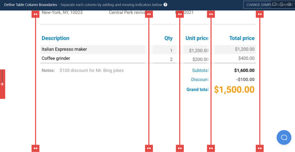 Docparser: Table parsing A screen capture of docparser table parsing