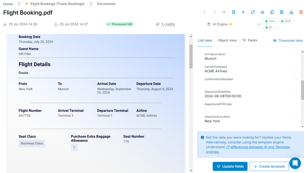 This is how AI will extract the booking data This is how AI will extract the booking data