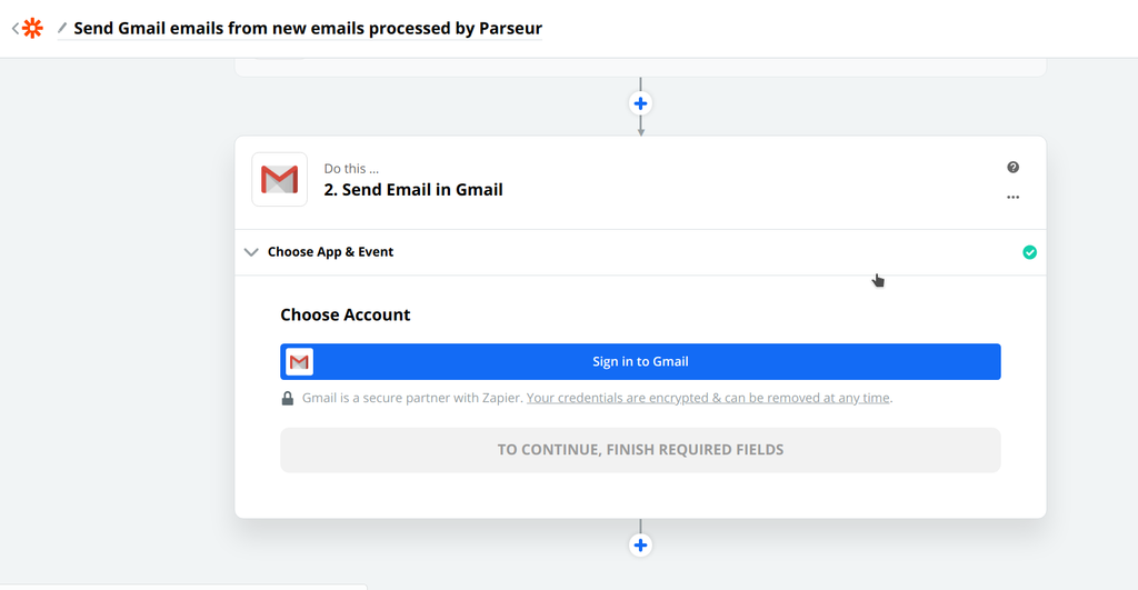 按提示将你的 Gmail 连接到 Zapier