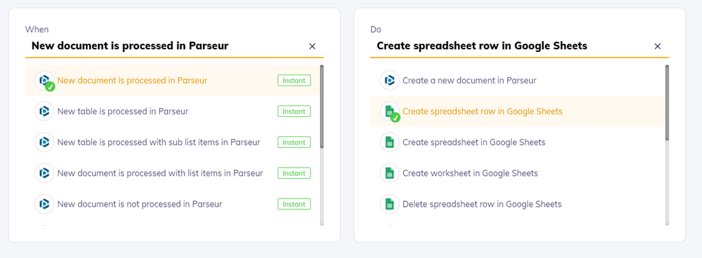 Choisissez le processus d'automatisation dans Integrately