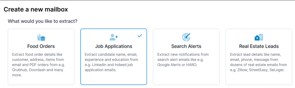Selecteer job search Een screenshot van job search mailbox
